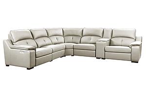 Thompson 807 Smoke Taupe Thick Leather 6-Piece Sectional by BH Furniture