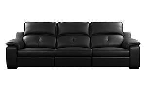 Thompson 8238 Black Premium Thick Leather Extended Sofa by BH Furniture
