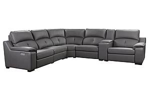 Thompson 8605 Slate Gray Thick Leather 6-Piece Sectional by BH Furniture