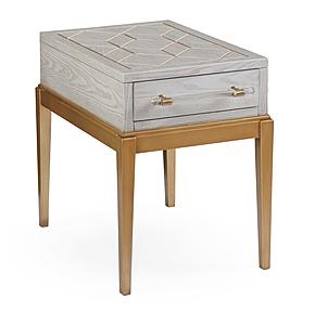 Perrine Wood Chairside Table in Soft Graphite Gray by Bassett Mirror