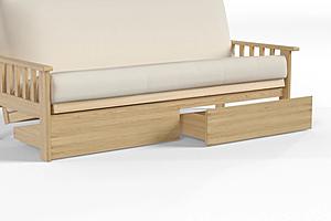 Eco-Friendly Hardwood Futon Bed Storage Drawers - Hand-Rubbed Oil Finish by Comfort Pure