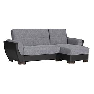 Armada Air Upholstered Lounge Sectional w/Storage, Grey/Black-PU Polyester by Casamode