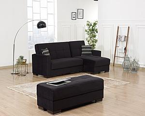 Armada Lounge Sectional Ottoman 3 Microfiber Black by Casamode