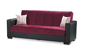 Armada Upholstered Convertible Sofabed w/Storage, #10 Burgundy - PU/Microfiber by Casamode