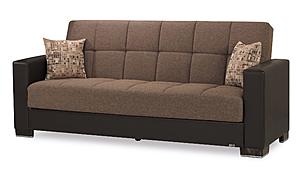 Armada Upholstered Convertible Sofabed w/Storage, #14 Brown/Brown - Chenille/PU by Casamode