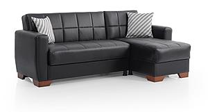 Barato PU Leather Convertible Lounge Sectional w/Storage - Black by Casamode
