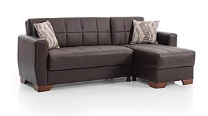 Barato PU Leather Convertible Lounge Sectional w/Storage - Brown by Casamode