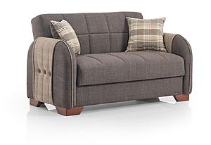 Button Fabric 59" Wide Convertible Loveseat w/Storage - Dark Brown by Casamode