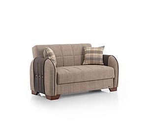 Button Fabric 59" Wide Convertible Loveseat w/Storage - Brown by Casamode