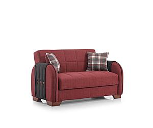 Button Fabric 59" Wide Convertible Loveseat w/Storage - Burgundy by Casamode