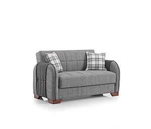 Button Fabric 59" Wide Convertible Loveseat w/Storage - Gray by Casamode