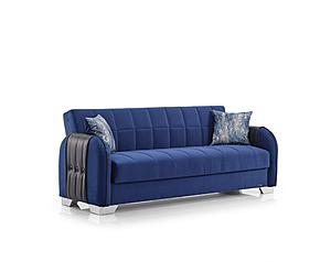 Button Fabric 83" Wide Convertible Sofa w/Storage - Blue by Casamode