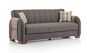 Button Fabric 83" Wide Convertible Sofa w/Storage - Dark Brown by Casamode