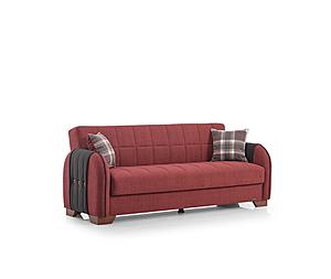 Button Fabric 83" Wide Convertible Sofa w/Storage - Burgundy by Casamode