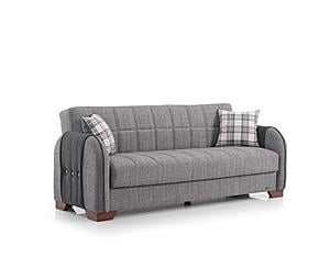 Button Fabric 83" Wide Convertible Sofa w/Storage - Gray by Casamode