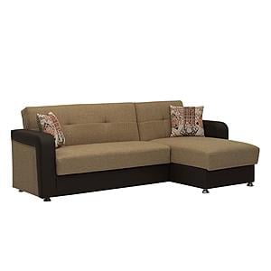 Harmony Upholstered Convertible Sectional w/Storage - Brown-PU by Casamode