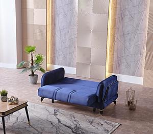 F8512 Blue Grey Polyfiber Adjustable Sofa at Futonland