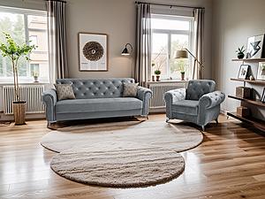 Solenza Velvet Sofa Bed & Loveseat, Gray by Casamode
