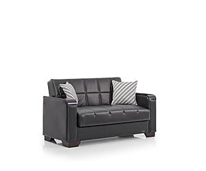 Barato X PU Leather 59" Wide Convertible Loveseat w/Storage - Black by Casamode