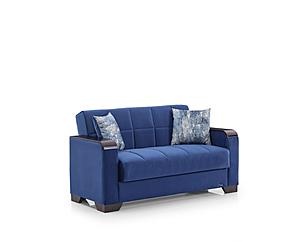 Barato X Fabric 59" Wide Convertible Loveseat w/Storage - Blue by Casamode