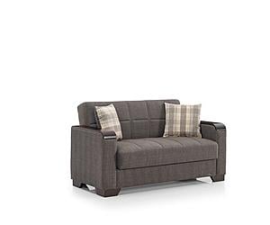 Barato X Fabric 59" Wide Convertible Loveseat w/Storage - Dark Brown by Casamode