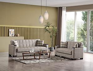 Barato X Fabric 83" Wide Convertible Sofa w/Storage - Brown by Casamode