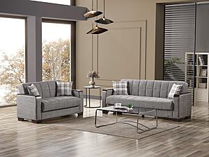 Barato X Fabric 83" Wide Convertible Sofa w/Storage - Gray by Casamode