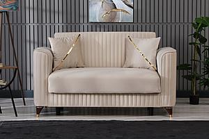 Zebra 61" Convertible Loveseat w/Storage - Beige Luna 21 by Casamode