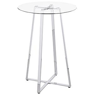 Zanella Glass Top Bar Table Chrome by Coaster