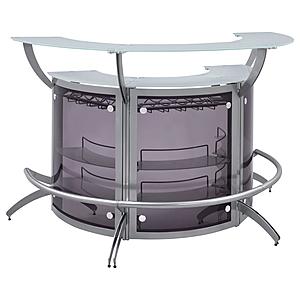 Dallas 2-shelf Curved Home Bar Silver and Frosted Glass by Coaster