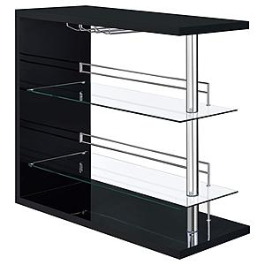 Prescott Rectangular 2-shelf Bar Unit Glossy Black by Coaster