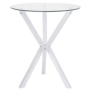 Denali Round Glass Top Bar Table Chrome by Coaster