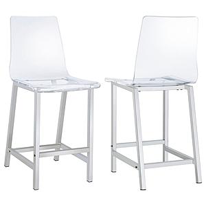 Juelia Counter Height Stools Chrome and Clear Acrylic (Set of 2) by Coaster