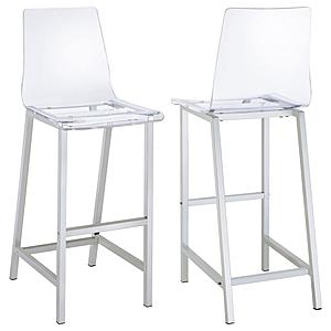 Juelia Bar Stools Chrome and Clear Acrylic (Set of 2) by Coaster