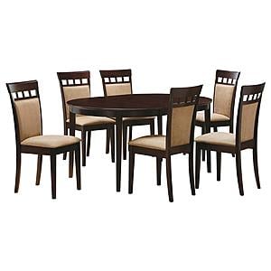 Gabriel 7-piece Extension Leaf Dining Table Set w/Seat and Back Padded Chair Cappuccino by Coaster