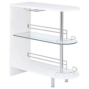 Adolfo 3-tier Bar Table Glossy White and Clear by Coaster