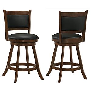 Broxton Upholstered Swivel Counter Height Stools Chestnut and Black (Set of 2) by Coaster