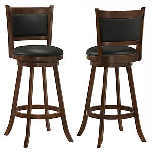 Broxton Upholstered Swivel Bar Stools Chestnut and Black (Set of 2) by Coaster