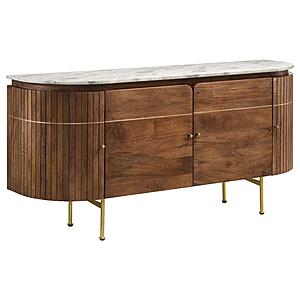 Ortega 4-door Marble Top Dining Sideboard Server White and Natural by Coaster