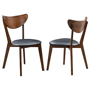 Jedda Upholstered Dining Chairs Dark Walnut and Black (Set of 2) by Coaster