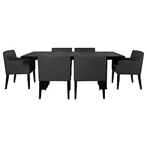 Catherine 7-piece Double Pedestal Dining Table Set Charcoal Grey and Black by Coaster