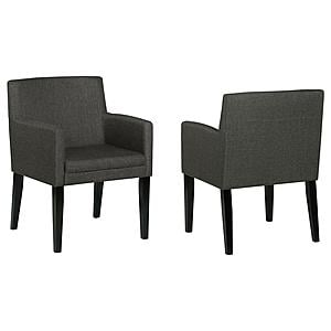 Catherine Upholstered Dining Arm Chair Charcoal Grey and Black (Set of 2) by Coaster