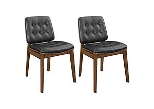 Redbridge Tufted Back Side Chairs Natural Walnut and Black (Set of 2) by Coaster