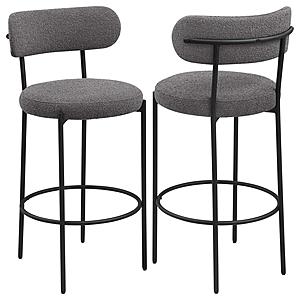 Viola Boucle Upholstered Bar Chair Grey (Set of 2) by Coaster