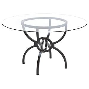 Aviano 48" Round Glass Top Dining Table Clear and Gunmetal by Coaster