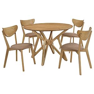 Elowen 5-piece Round Solid Wood Dining Set Light Walnut by Coaster
