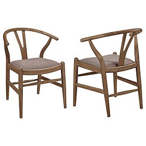 Dinah Danish Y-Shaped Back Wishbone Dining Side Chair Walnut and Brown (Set of 2) by Coaster