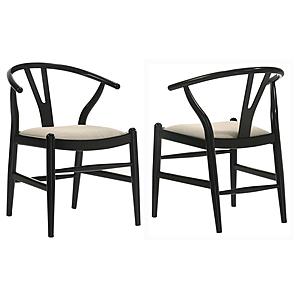 Crestmont Wood Wishbone Dining Side Chair Black (Set of 2) by Coaster