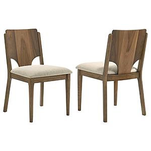Crestmore Dining Chair Upholstered Seat Walnut (Set of 2) by Coaster