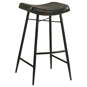 Bayu Leather Upholstered Saddle Seat Backless Bar Stool Antique Espresso and Black (Set of 2) by Coaster